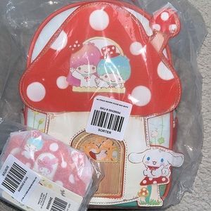 NWT Her Universe Hello Kitty And Friends Mushroom House Mini Backpack & Wallet